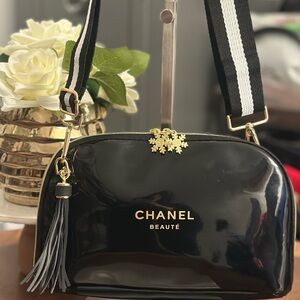Chanel Black and Gold Cosmetic Bag